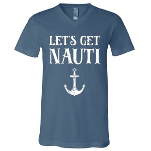 Let's Get Nauti Seamanship Nautical Maritime Sailing Boat V-Neck T-Shirt