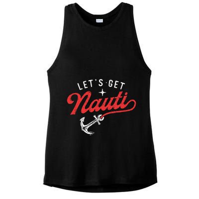LetS Get Nauti Boating Boat Lover Anchor Captain Ladies PosiCharge Tri-Blend Wicking Tank