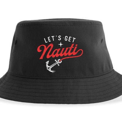 LetS Get Nauti Boating Boat Lover Anchor Captain Sustainable Bucket Hat