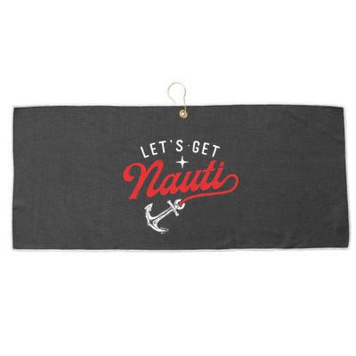 LetS Get Nauti Boating Boat Lover Anchor Captain Large Microfiber Waffle Golf Towel