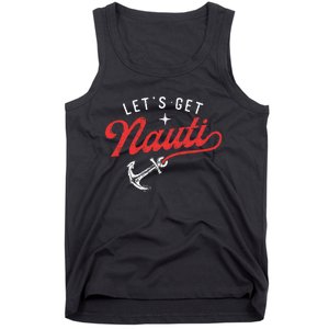 LetS Get Nauti Boating Boat Lover Anchor Captain Tank Top