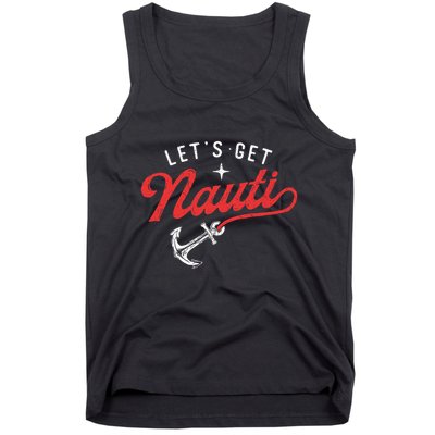 LetS Get Nauti Boating Boat Lover Anchor Captain Tank Top
