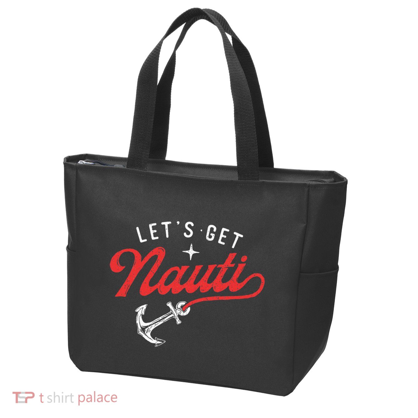 LetS Get Nauti Boating Boat Lover Anchor Captain Zip Tote Bag