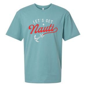 LetS Get Nauti Boating Boat Lover Anchor Captain Sueded Cloud Jersey T-Shirt