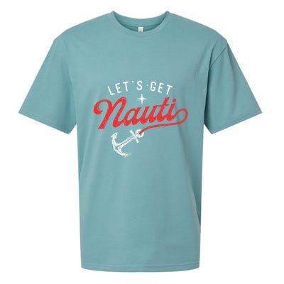 LetS Get Nauti Boating Boat Lover Anchor Captain Sueded Cloud Jersey T-Shirt