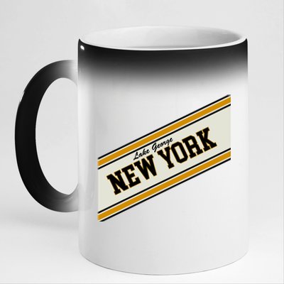 Lake George New York Varsity Logo 11oz Black Color Changing Mug