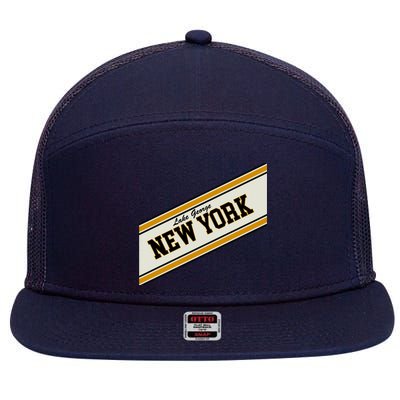 Lake George New York Varsity Logo 7 Panel Mesh Trucker Snapback Hat