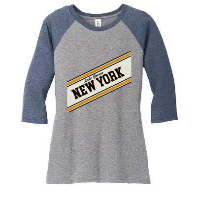 Lake George New York Varsity Logo Women's Tri-Blend 3/4-Sleeve Raglan Shirt