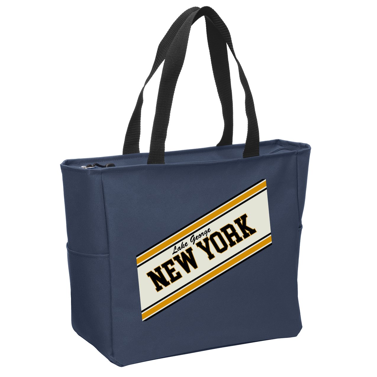 Lake George New York Varsity Logo Zip Tote Bag