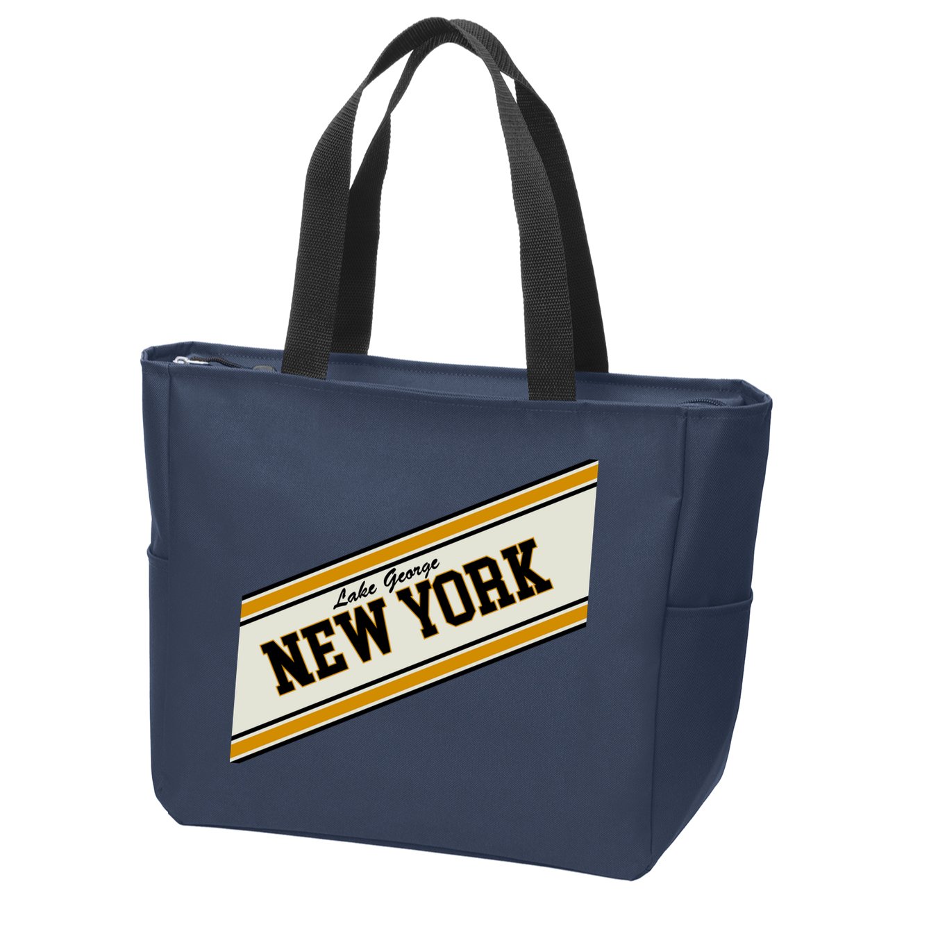 Lake George New York Varsity Logo Zip Tote Bag