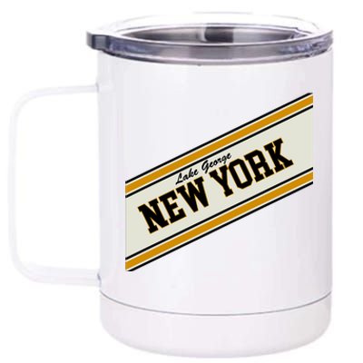 Lake George New York Varsity Logo 12 oz Stainless Steel Tumbler Cup