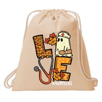 Leopard Ghost Nurse Halloween Costume Fall Scrub Top Women Drawstring Bag