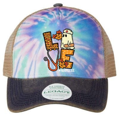 Leopard Ghost Nurse Halloween Costume Fall Scrub Top Women Legacy Tie Dye Trucker Hat