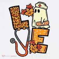 Leopard Ghost Nurse Halloween Costume Fall Scrub Top Women Flatbill Hat