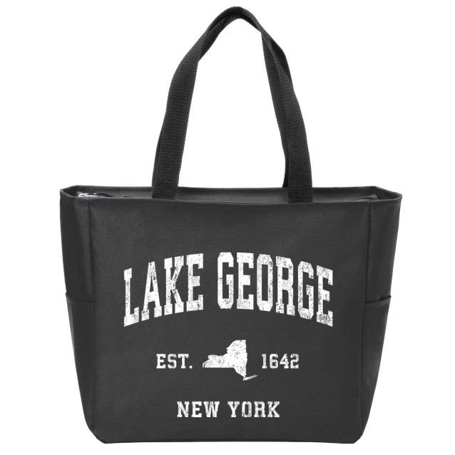 Lake George New York Ny Vintage Established Athletic Sports Design Zip Tote Bag