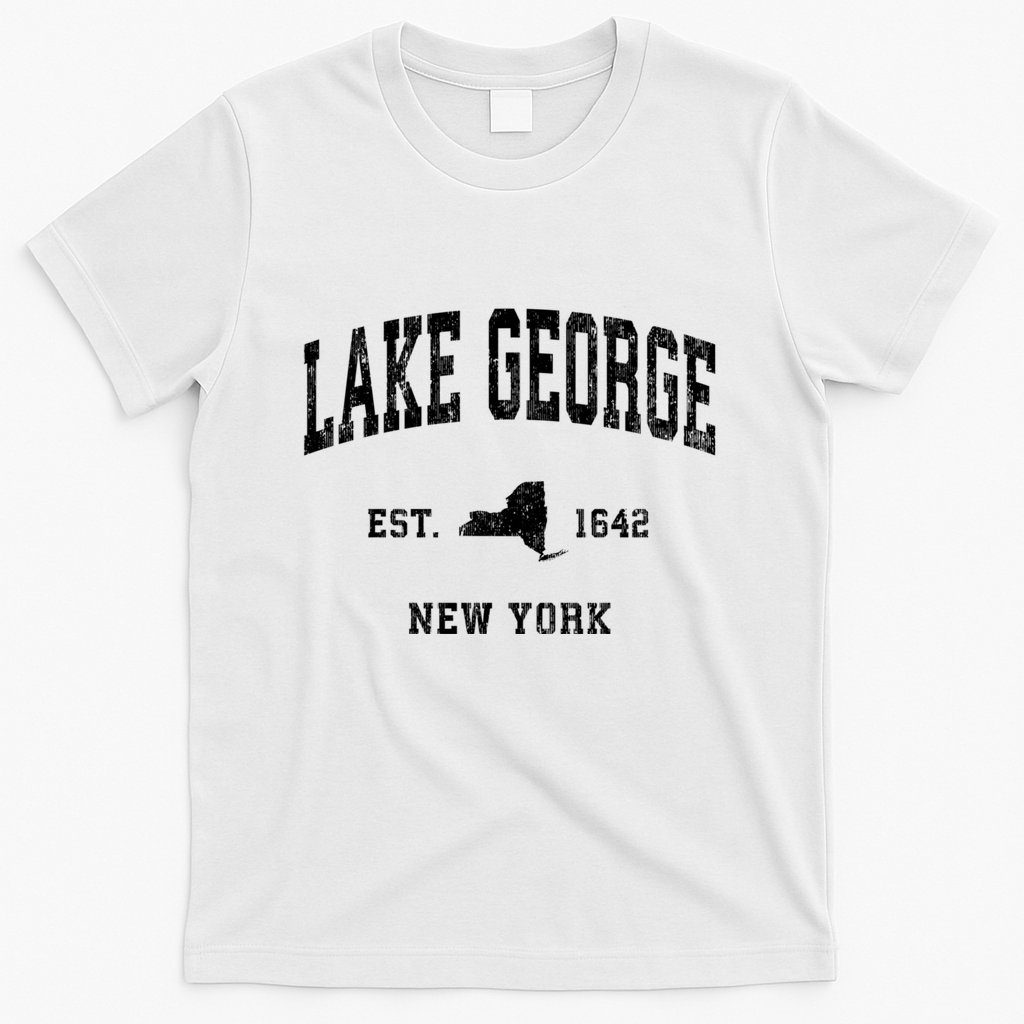 Lake George New York Ny Vintage Established Athletic Sports Design T-Shirt