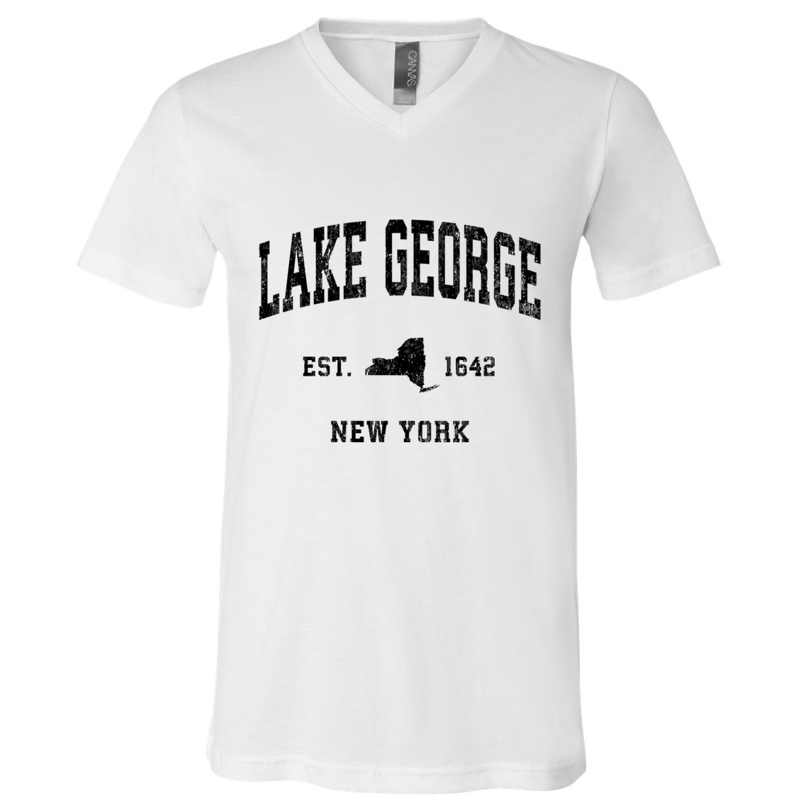 Lake George New York Ny Vintage Established Athletic Sports Design V-Neck T-Shirt