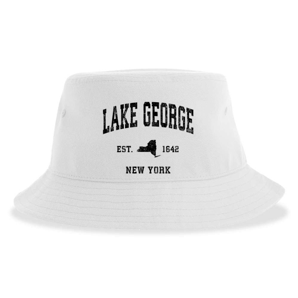 Lake George New York Ny Vintage Established Athletic Sports Design Sustainable Bucket Hat
