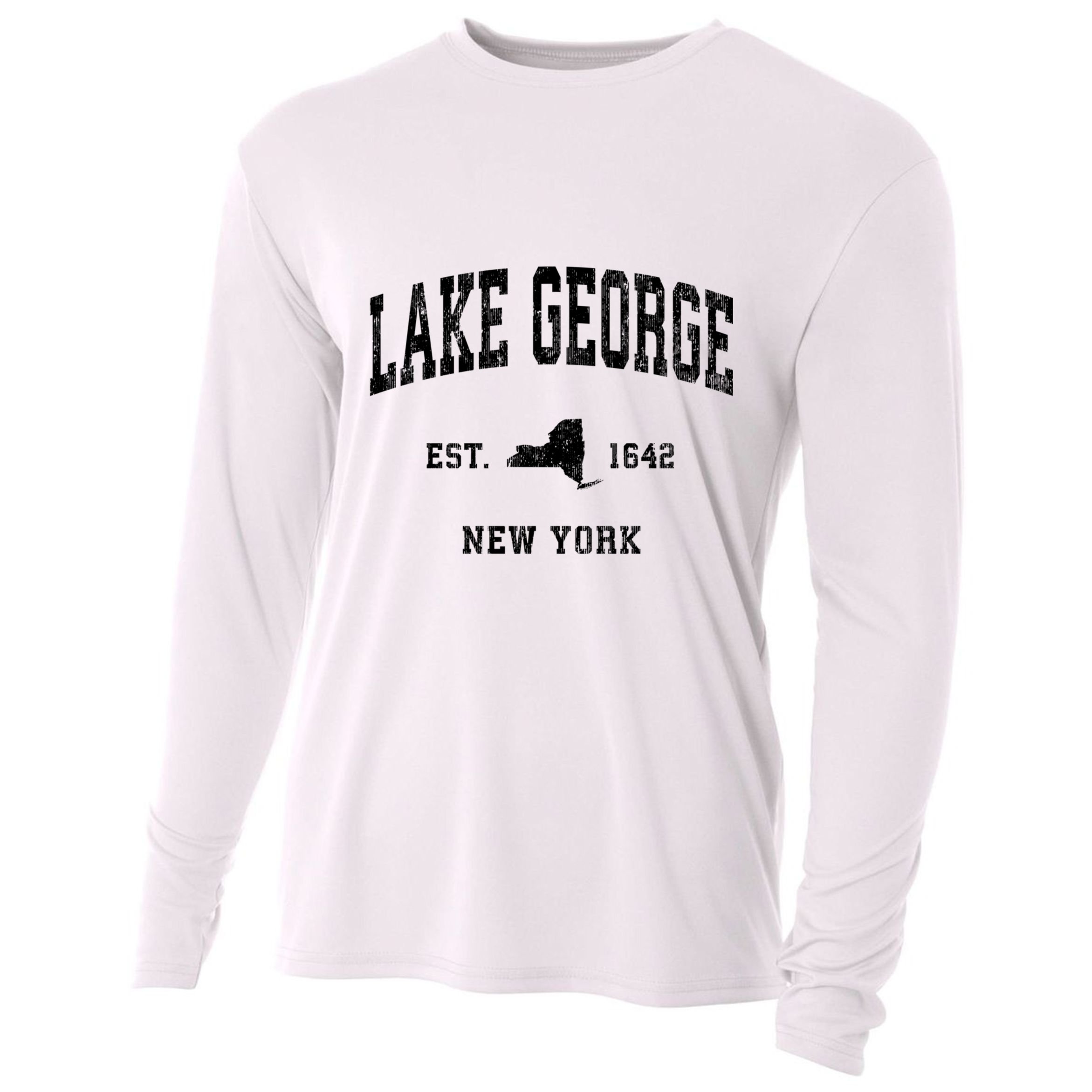 Lake George New York Ny Vintage Established Athletic Sports Design Cooling Performance Long Sleeve Crew