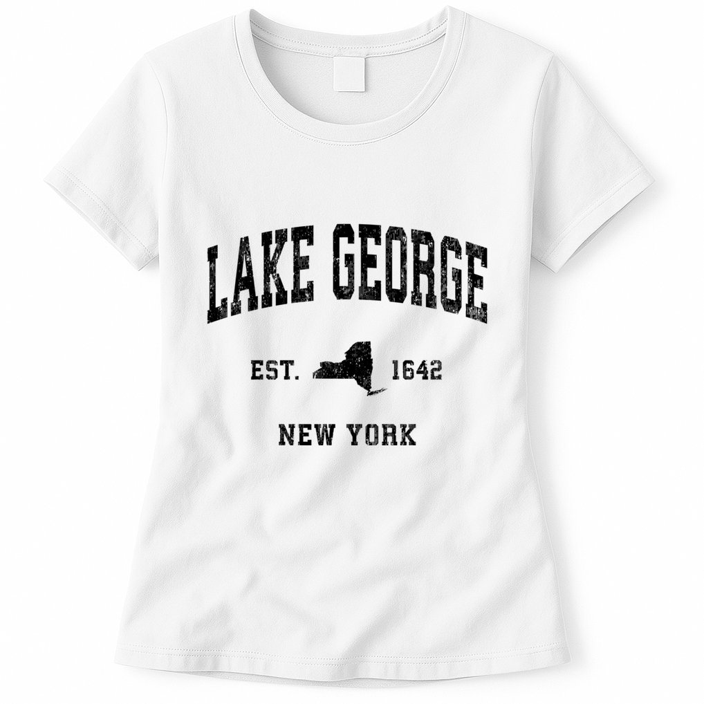 Lake George New York Ny Vintage Established Athletic Sports Design Womens T-Shirt
