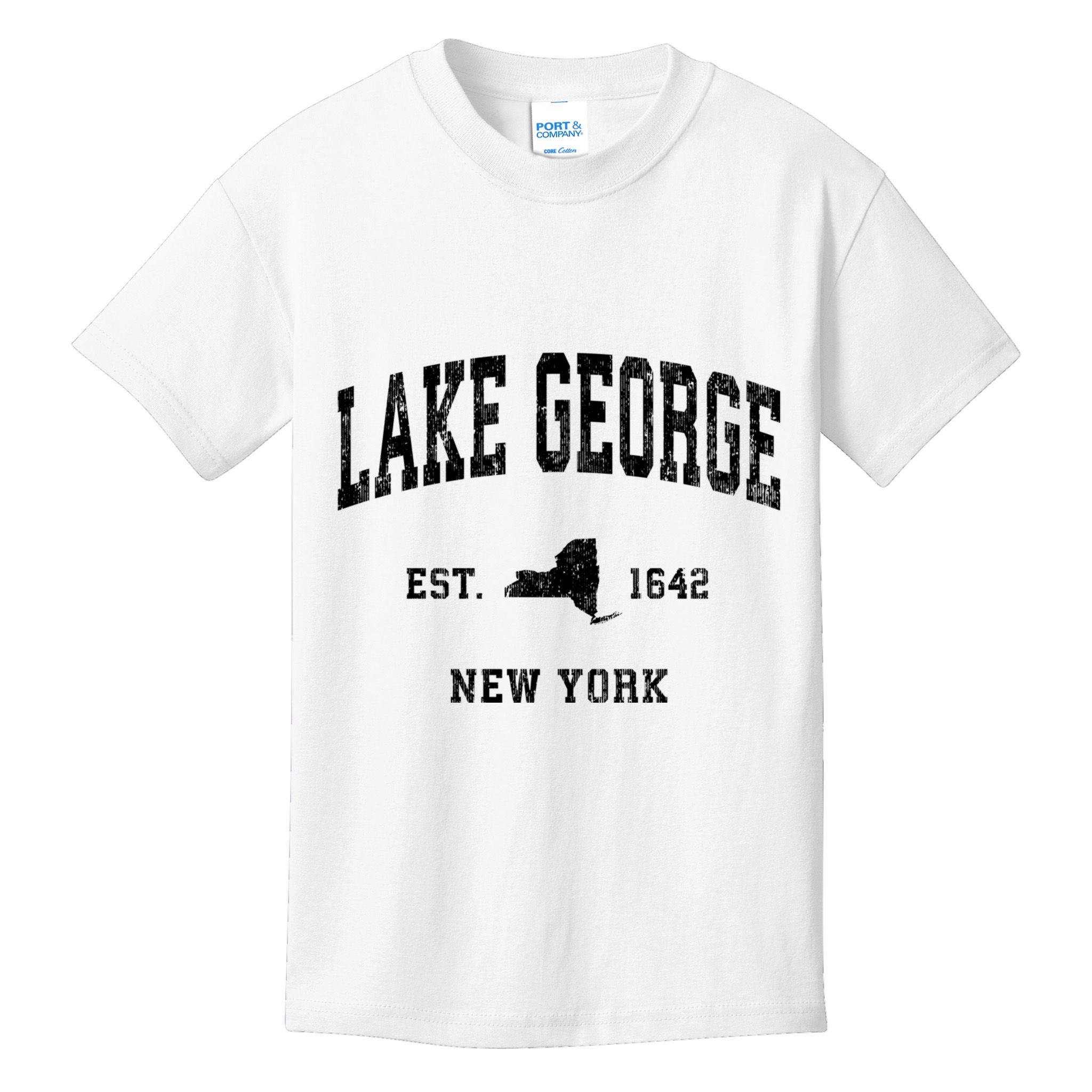 Lake George New York Ny Vintage Established Athletic Sports Design Kids T-Shirt