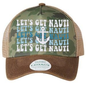 LetS Get Nauti Groovy Cruise Nautical Bachelorette Party Legacy Tie Dye Trucker Hat