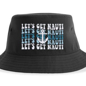 LetS Get Nauti Groovy Cruise Nautical Bachelorette Party Sustainable Bucket Hat