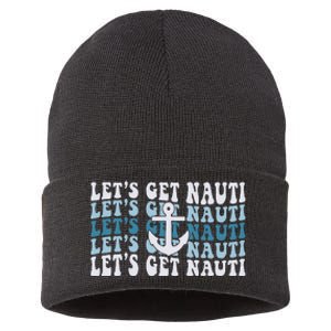 LetS Get Nauti Groovy Cruise Nautical Bachelorette Party Sustainable Knit Beanie