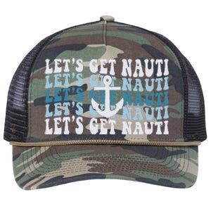 LetS Get Nauti Groovy Cruise Nautical Bachelorette Party Retro Rope Trucker Hat Cap