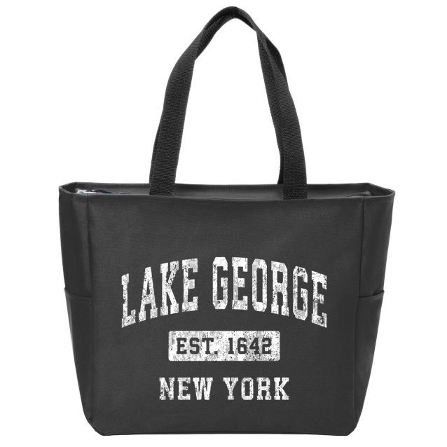 Lake George New York Ny Vintage Established Sports Zip Tote Bag
