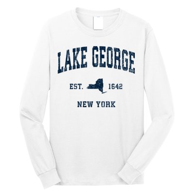 Lake George New York Ny Vintage Athletic Sports Long Sleeve Shirt