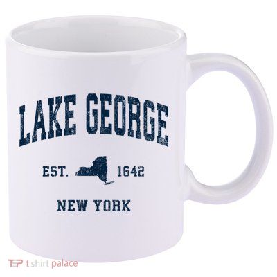 Lake George New York Ny Vintage Athletic Sports 11oz C Handle Ceramic Mug