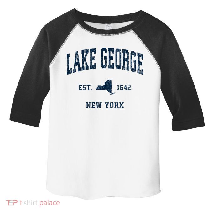 Lake George New York Ny Vintage Athletic Sports Toddler Fine Jersey T-Shirt