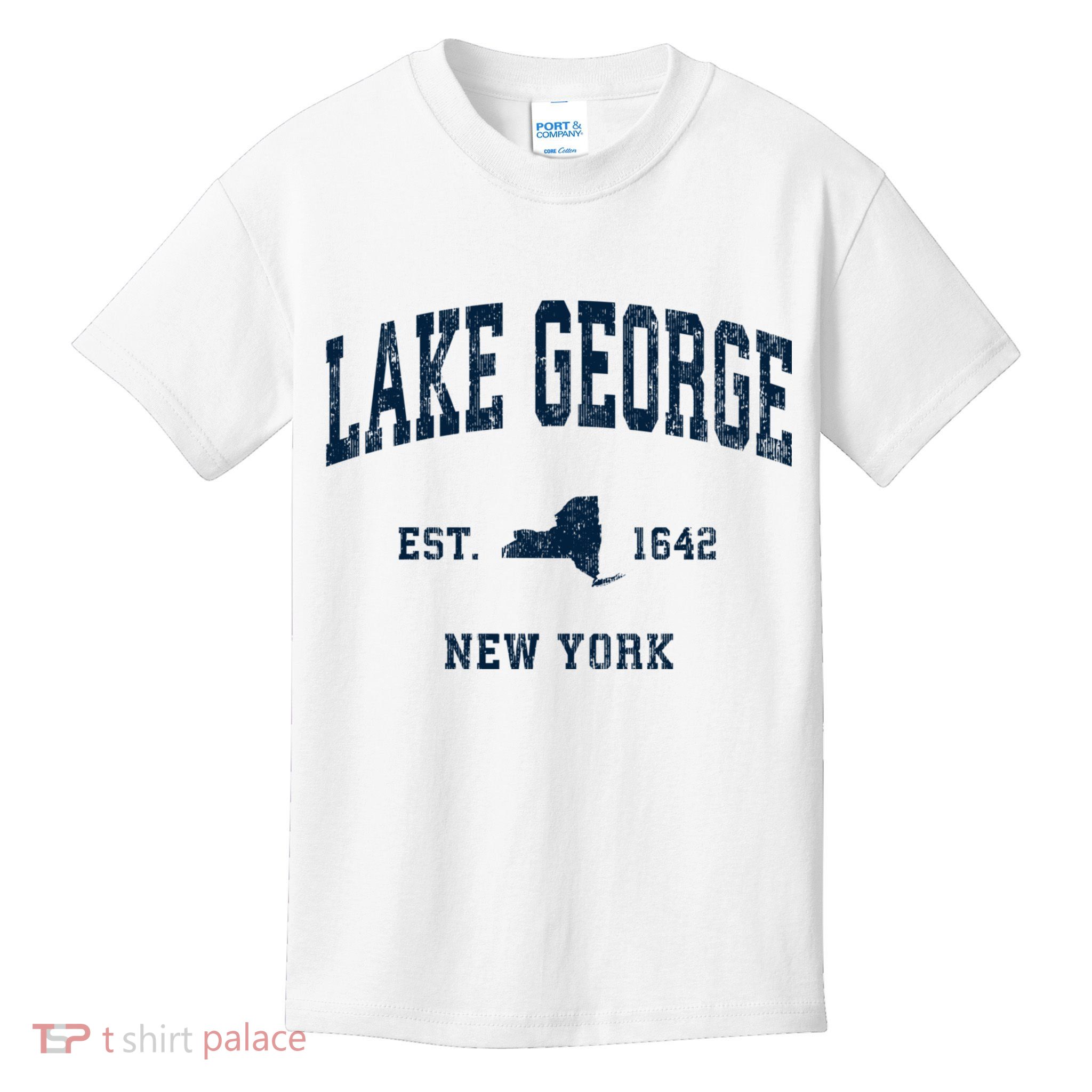 Lake George New York Ny Vintage Athletic Sports Kids T-Shirt