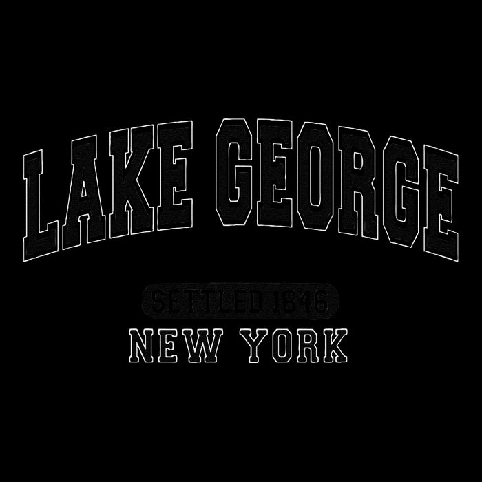Lake George New York Settled 1646 Arched Varsity Black Drawstring Bag