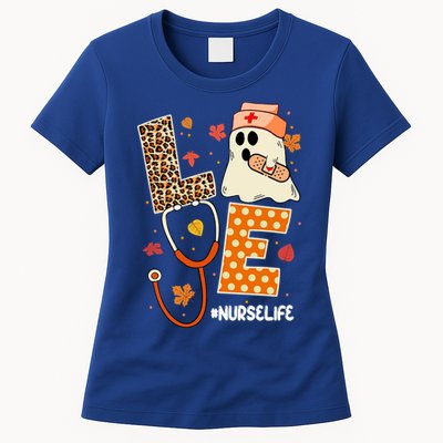 Love Ghost Nurse Life Halloween Costume Fall Scrub Top Meaningful Gift Women's T-Shirt