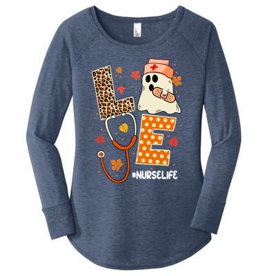 Love Ghost Nurse Life Halloween Costume Fall Scrub Top Meaningful Gift Women's Perfect Tri Tunic Long Sleeve Shirt