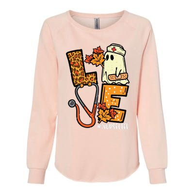 Leopard Ghost Nurse Halloween Costume Fall Scrub Top Women Womens California Wash Sweatshirt