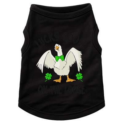 Lucky Goose On Duck The Loose St Patricks Day Lucky Shamrock Doggie Tank