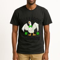 Lucky Goose On Duck The Loose St Patricks Day Lucky Shamrock Tall T-Shirt