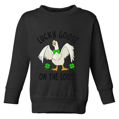 Lucky Goose On Duck The Loose St Patricks Day Lucky Shamrock Toddler Sweatshirt