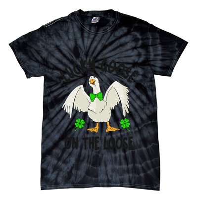Lucky Goose On Duck The Loose St Patricks Day Lucky Shamrock Tie-Dye T-Shirt