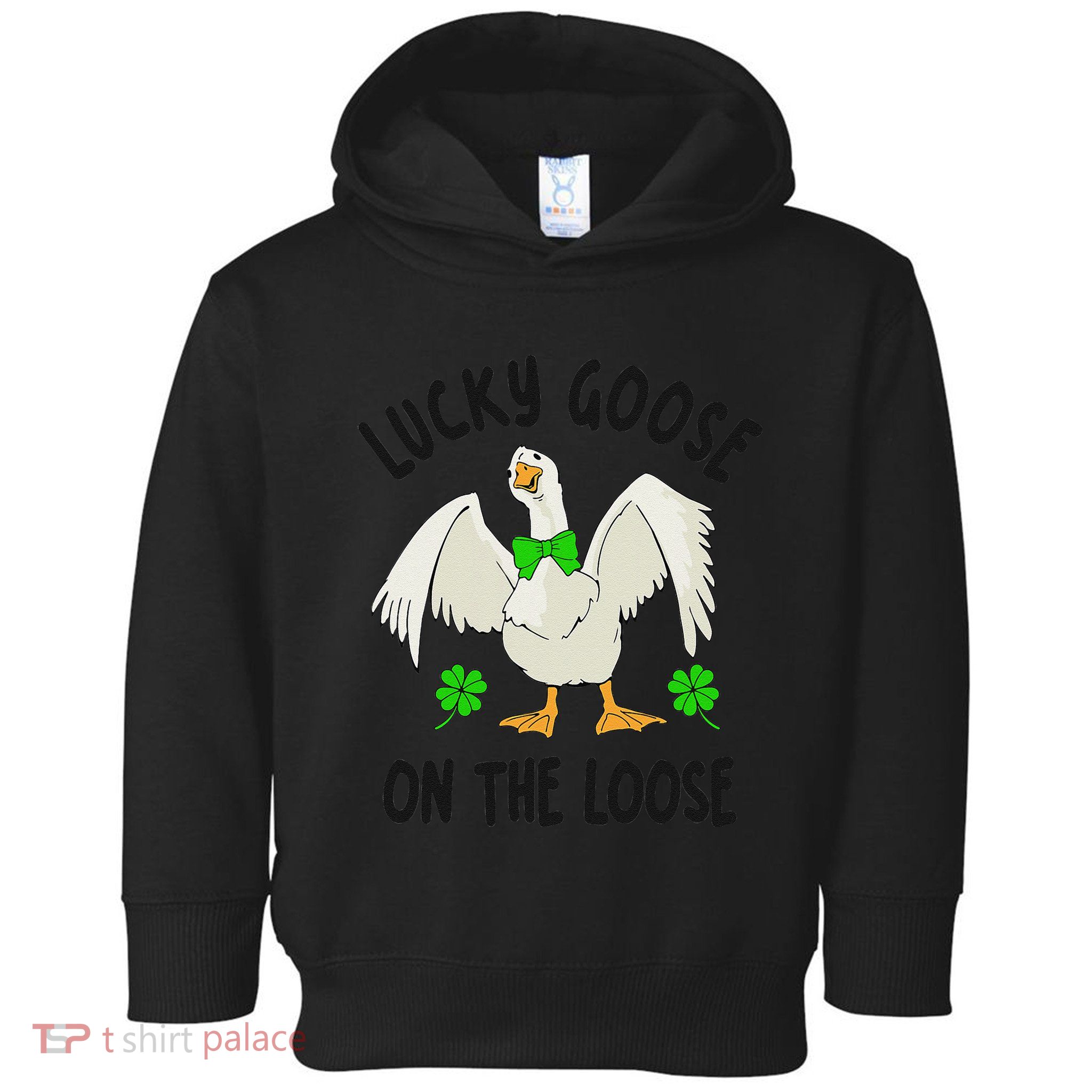 Lucky Goose On Duck The Loose St Patricks Day Lucky Shamrock Toddler Hoodie