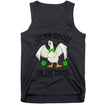 Lucky Goose On Duck The Loose St Patricks Day Lucky Shamrock Tank Top