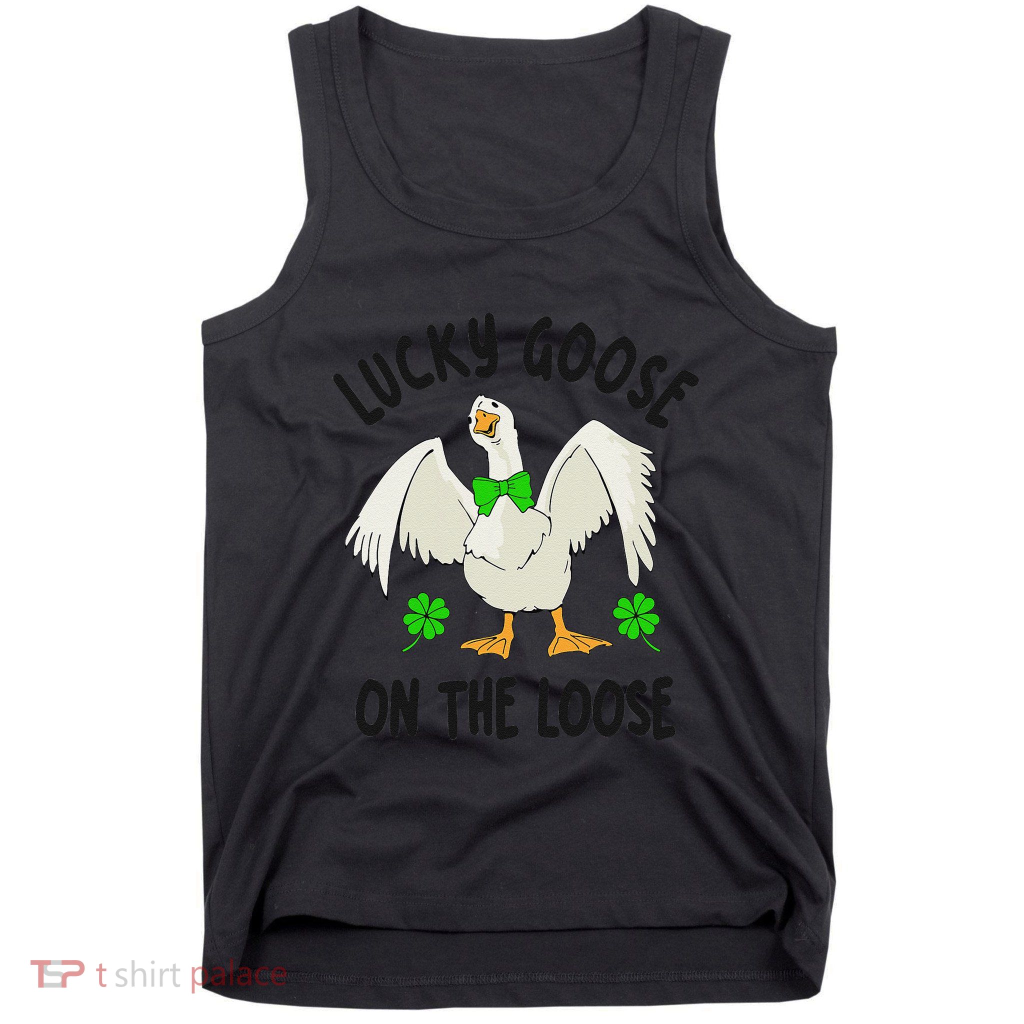 Lucky Goose On Duck The Loose St Patricks Day Lucky Shamrock Tank Top
