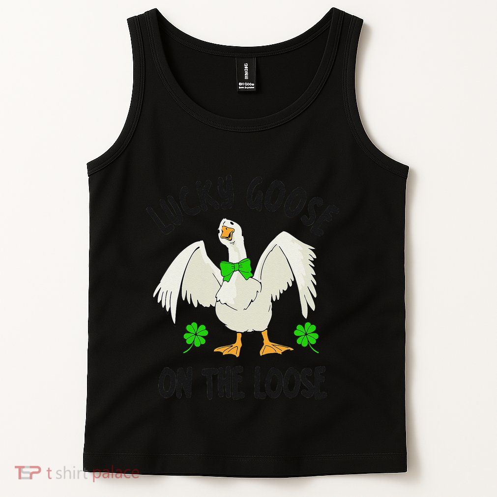 Lucky Goose On Duck The Loose St Patricks Day Lucky Shamrock Tank Top
