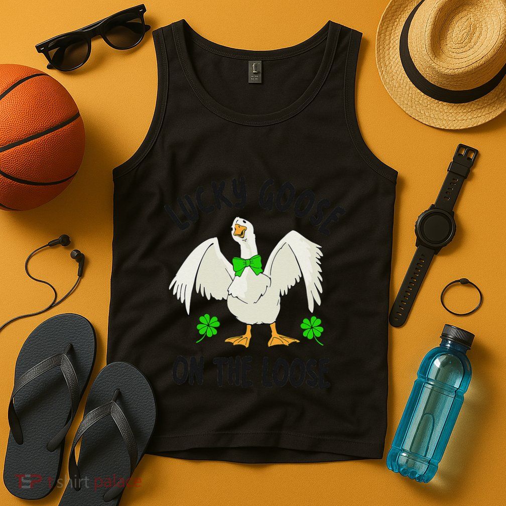 Lucky Goose On Duck The Loose St Patricks Day Lucky Shamrock Tank Top