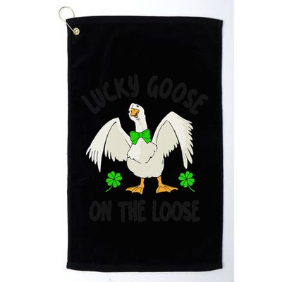 Lucky Goose On Duck The Loose St Patricks Day Lucky Shamrock Golf Towel