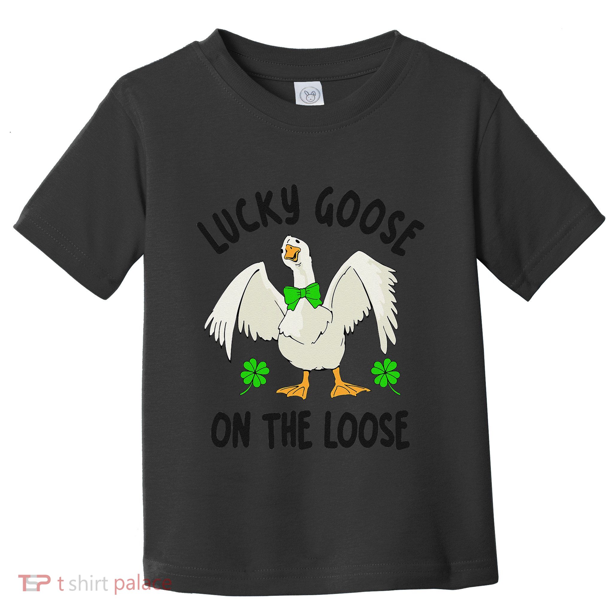 Lucky Goose On Duck The Loose St Patricks Day Lucky Shamrock Toddler T-Shirt