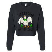 Lucky Goose On Duck The Loose St Patricks Day Lucky Shamrock Cropped Pullover Crew